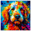Colorful Labradoodle portrait in modern art style, perfect for home decor.