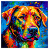 Colorful Labrador Retriever portrait in modern art style, perfect for home decor.