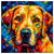 Colorful Labrador Retriever portrait in modern art style, perfect for home decor.