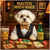 Maltese in a vest and gold bowtie surrounded by Bark Bux, CheerWhip, Tailwagger Tonic, and casino chips beneath a sign reading Maltese Mirth Maker.