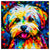 Colorful Maltese portrait in modern art style, perfect for home decor.