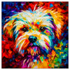 Colorful Maltese portrait in modern art style, perfect for home decor.