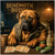 Mastiff dog in leather vest playing poker with bone-themed cards, sitting between Mutt Mud and Bone Broth drinks under a sign that reads "Behemoth Buddy".