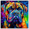 Colorful Mastiff portrait in modern art style, perfect for home decor.