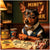 Miniature Pinscher in vest and bow tie with poker chips and betting cards in a cozy casino bar scene