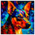 Colorful Miniature Pinscher portrait in modern art style, perfect for home decor.