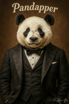 Stylish panda in tuxedo metal print wall art