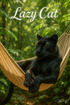 Panther relaxing in a hammock artwork titled Lazy Cat