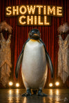 Showtime Chill III Penguin on Stage Metal Print Artwork