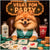 Vegas Pom Party metal print featuring a smiling Pomeranian dog at a festive poker table with playful poker cards, chips, and delightful canine-themed drinks