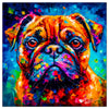 Colorful Pug portrait in modern art style, perfect for home decor.