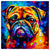Colorful Pug portrait in modern art style, perfect for home decor.