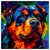 Colorful Rottweiler portrait in modern art style, perfect for home decor.