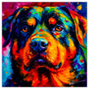 Colorful Rottweiler portrait in modern art style, perfect for home decor.