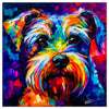 Colorful Schnauzer portrait in modern art style, perfect for home decor.