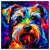 Colorful Schnauzer portrait in modern art style, perfect for home decor.