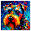 Colorful Schnauzer portrait in modern art style, perfect for home decor.