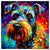 Colorful Schnauzer portrait in modern art style, perfect for home decor.