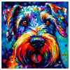 Colorful Schnauzer portrait in modern art style, perfect for home decor.