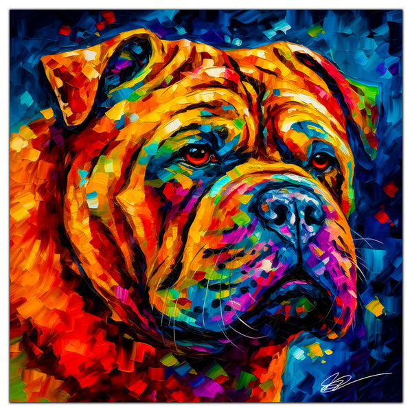Colorful Shar-Pei portrait in modern art style, perfect for home decor.