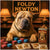 shar pei at poker table with red and blue chip stacks and tin of Foldabbles Bacon Buff Bites
