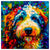 Colorful Sheepadoodle portrait in modern art style, perfect for home decor.