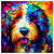 Colorful Sheepadoodle portrait in modern art style, perfect for home decor.