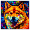 Colorful Shiba Inu portrait in modern art style, perfect for home decor.