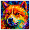 Colorful Shiba Inu portrait in modern art style, perfect for home decor.