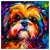Colorful Shih Tzu portrait in modern art style, perfect for home decor.