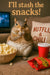 I'll Stash The Snacks squirrel eating popcorn and candy cozy metal print artwork