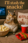 Funny squirrel eating popcorn snacks metal wall art