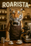 Roarista III tiger barista espresso cafe metal print