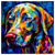 Colorful Weimaraner portrait in modern art style, perfect for home decor.