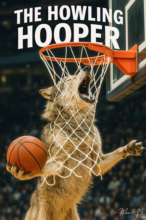 The Howling Hooper funny wolf basketball metal print
