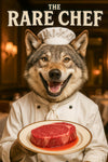 The Rare Chef II funny wolf culinary metal print