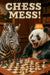 Zebra and panda playing chess humorous metal wall art