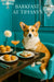 Photorealistic Cardigan Welsh Corgi seated in a Tiffany-blue café booth with plates of muffins, scones, ricotta-topped toasts and a peach cocktail under the “Barkfast at Tiffany’s” sign