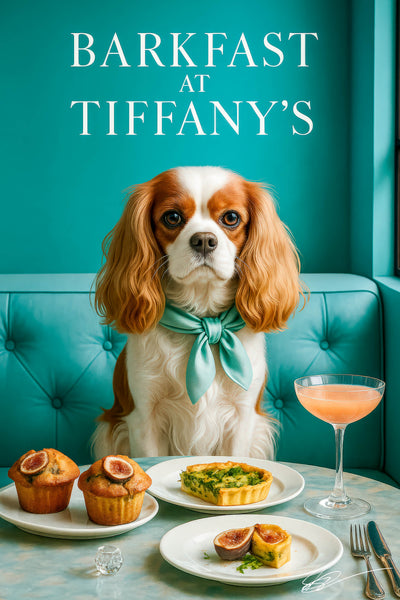 King Charles Cavalier Barkfast at Tiffanys brunch metal print for cozy home