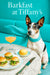 Rat Terrier wearing a turquoise scarf seated at a marble café table with three mini sliders a brioche bun top and a peach cocktail against a teal banquette