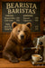 Realistic bear working an espresso machine behind café counter in whimsical coffee shop art print titled Bearista Baristas II