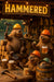 Beavers wearing hard hats enjoying drinks and humorously wielding hammers at a rustic woodworking bar in Hammered artwork