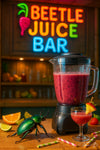 Beetle Juice Bar humorous beetle smoothie bartender vibrant metal print
