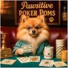 Fluffy Flush metal print featuring an elegant Pomeranian dog wearing glasses at a vintage poker table with poker chips and playing cards