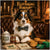 Fluttering Fortune Charmers Papillon dog artwork on metal print in an upscale casino setting