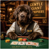 Newfoundland dog artwork titled Gentle Giant Croupiers on metal print featuring a luxurious poker table scene