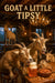 Four goats in a log-cabin bar clinking mason-jar beers and nibbling pretzels under an antler chandelier