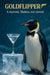 Sophisticated penguin wearing bow tie next to martini on ice pedestal artwork titled Goldflipper - A martini Shaken not stirred
