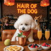 Hair of the Dog Bichon Frise 009 Ruff & Ready Funny Canine Art neon lights, bacon-woven flair, and egg murals