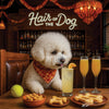 Hair of the Dog Bichon Frise 019 Ruff & Ready Funny Canine Art neon lights, bacon-woven flair, and egg murals